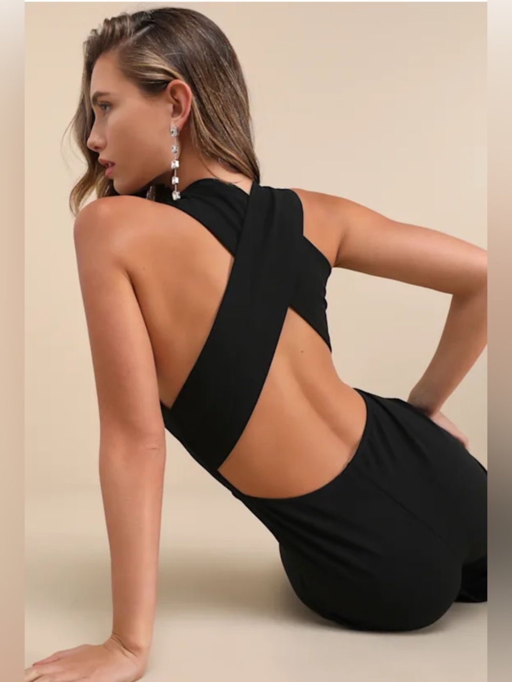 Lulus Thinking Out Loud black backless jumpsuit - Picture 5 of 8